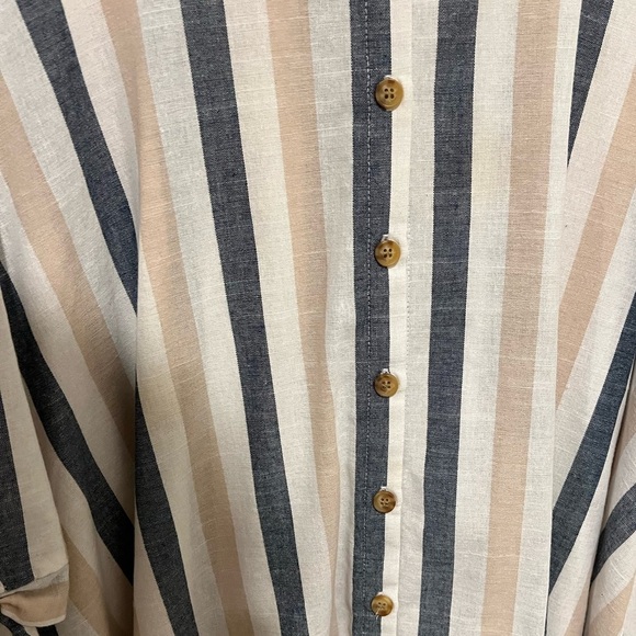 Mlle Gabrielle Lightweight Striped Button Down Shirt Dress ~ Size 3X 💙🤎 - Picture 6 of 12